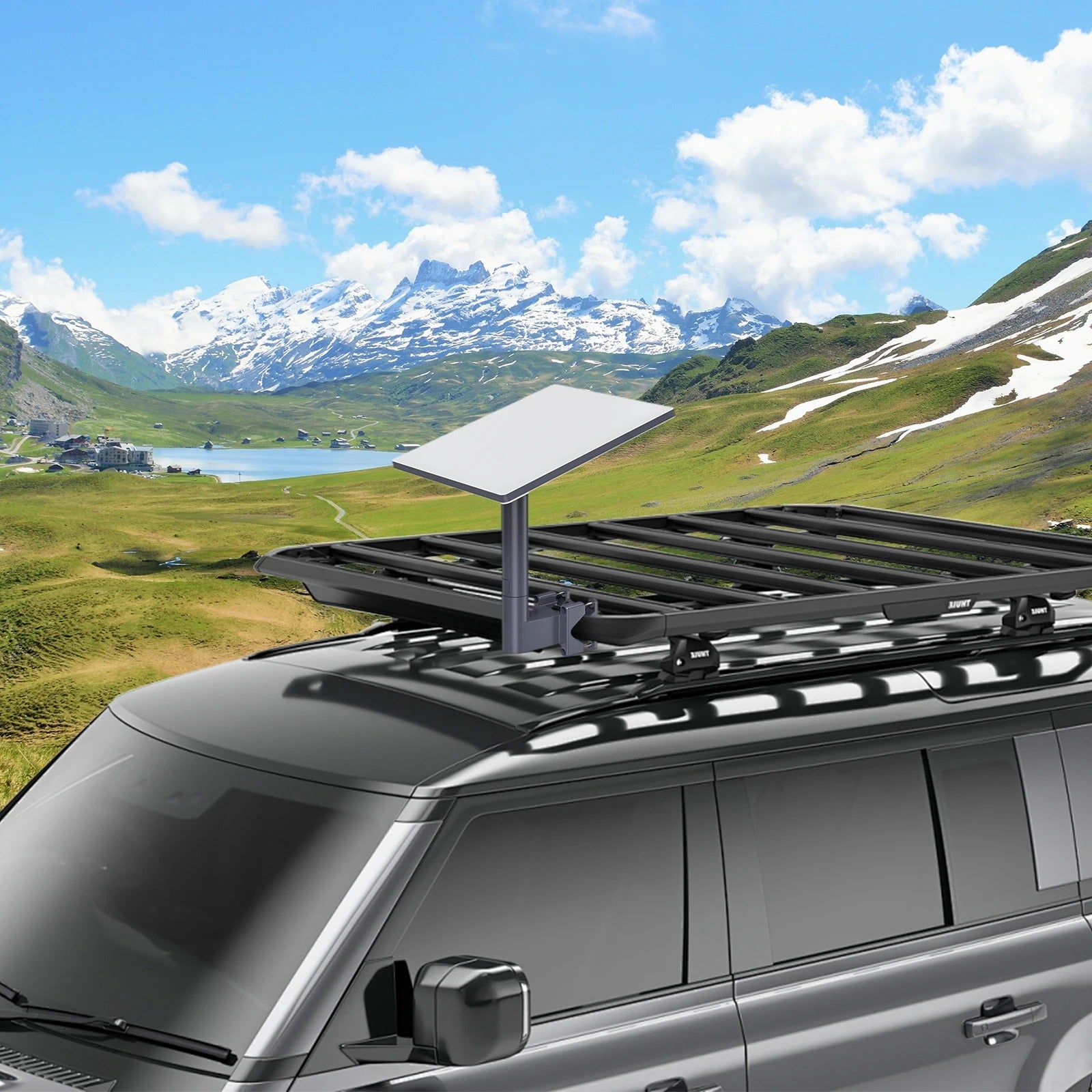 Starlink Mini pole clamp bracket tightened with bolts and nuts