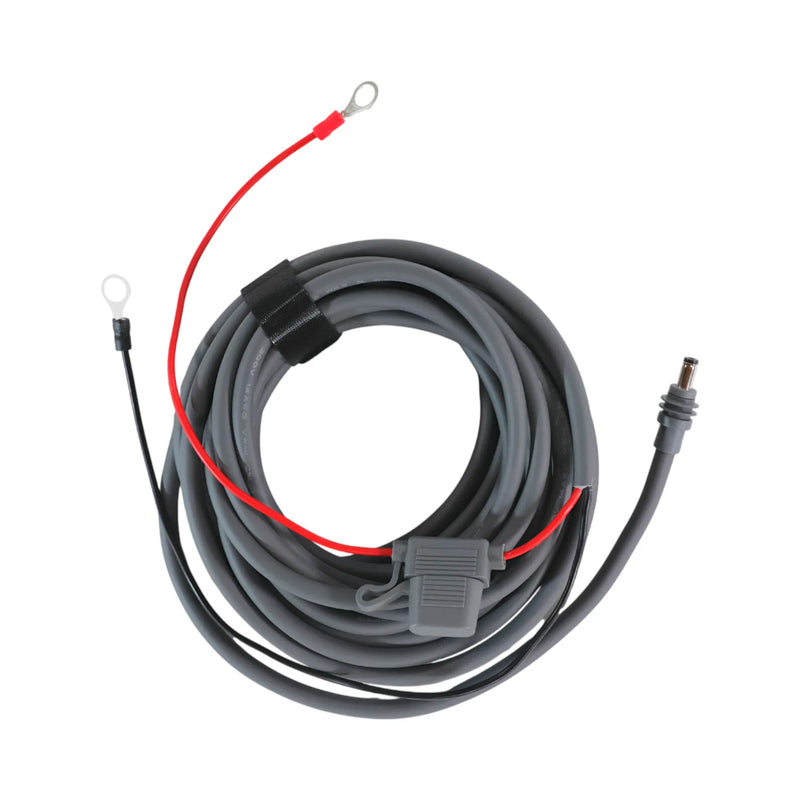 Starlink Mini pre wired DC cable laid out on workbench