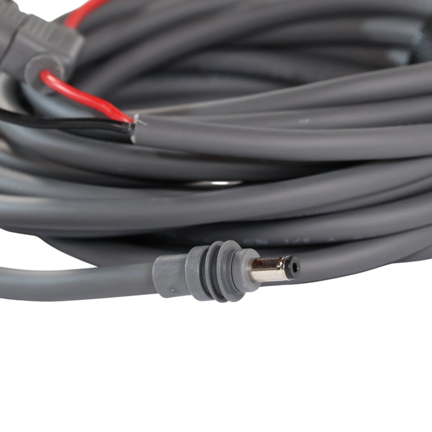 Starlink Mini pre-terminated DC cable plugged into 12V system