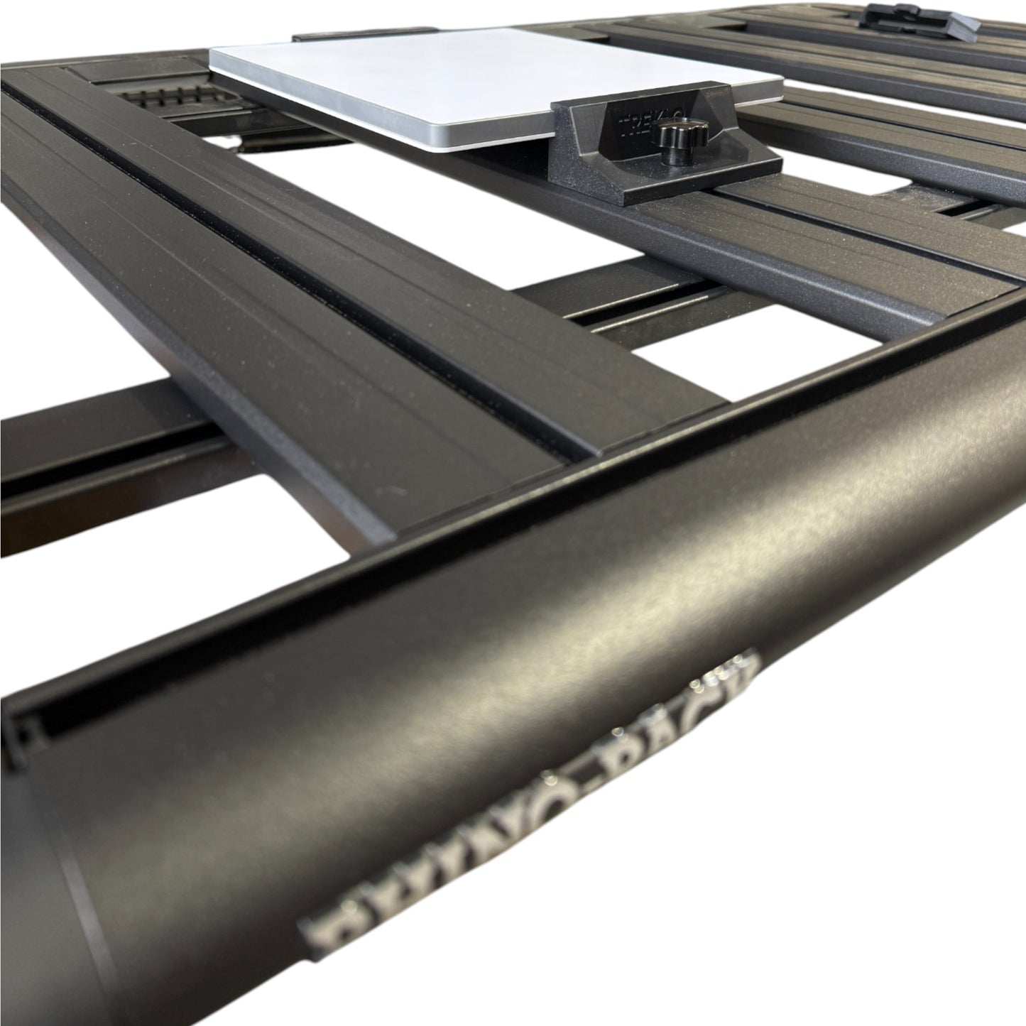 Starlink Mini platform mount with bolts attached to rack slats