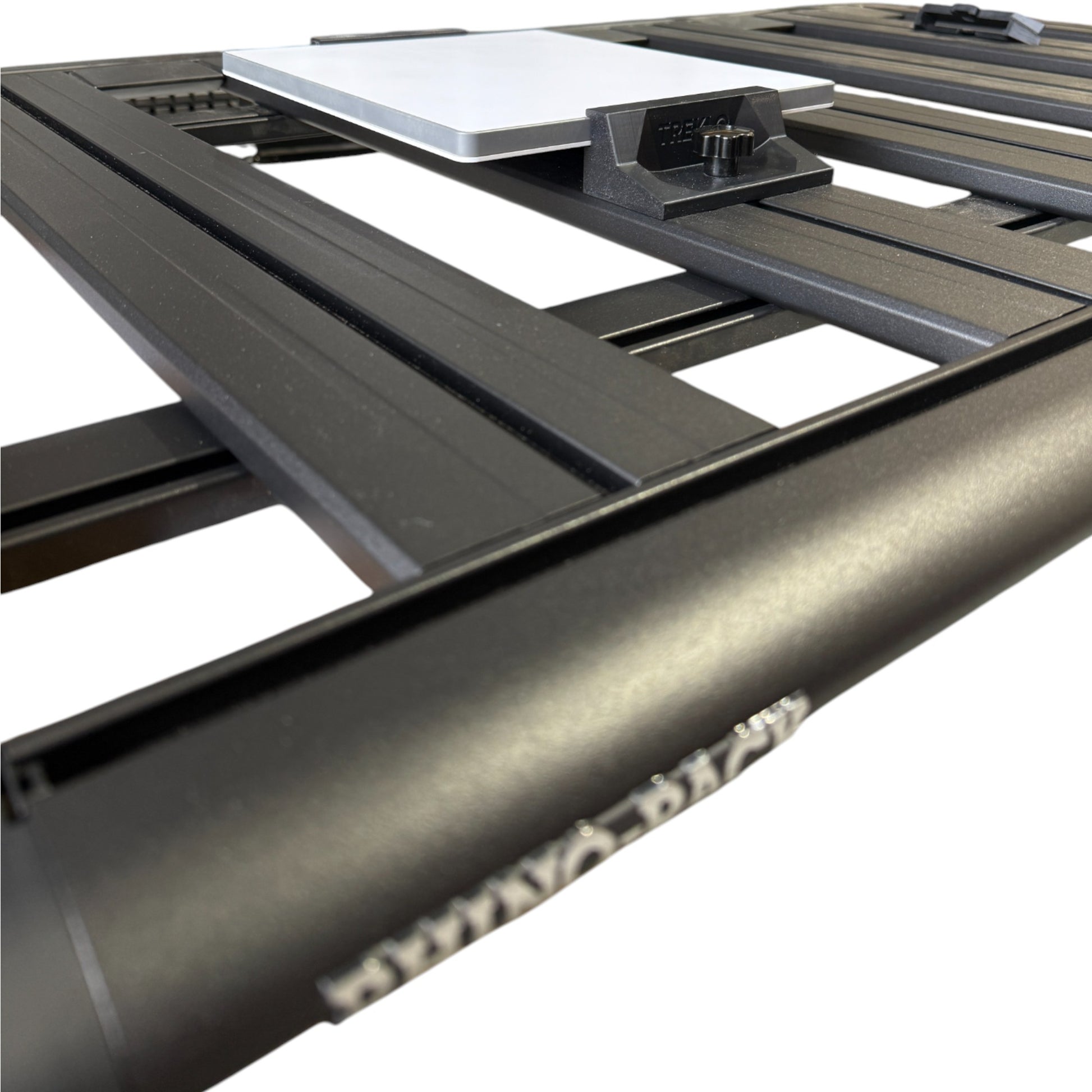 Starlink Mini platform mount with bolts attached to rack slats