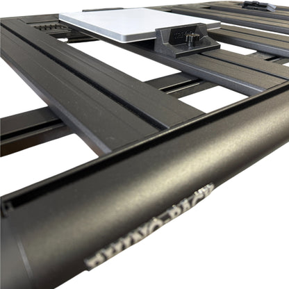Starlink Mini platform mount with bolts attached to rack slats