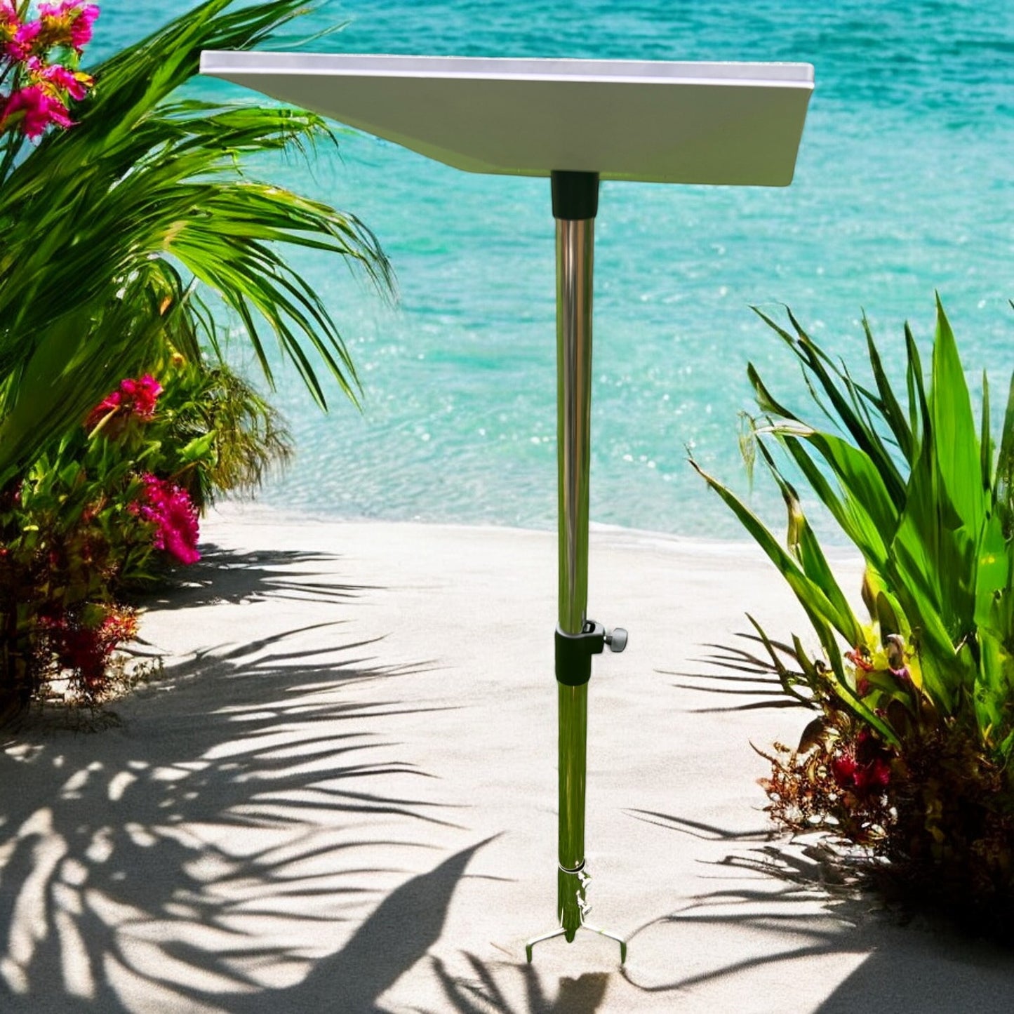 Starlink portable camping stand folded beside camping gear