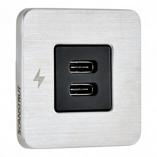 TILE Dual USB-C Interior Charging Socket - Stainless Steel Bezel