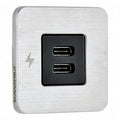 TILE Dual USB-C Interior Charging Socket - Stainless Steel Bezel