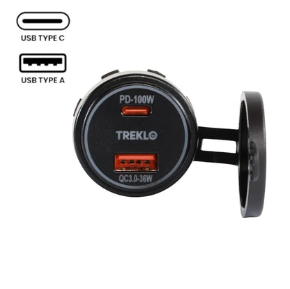 close-up of Treklo dual USB 100W outputs