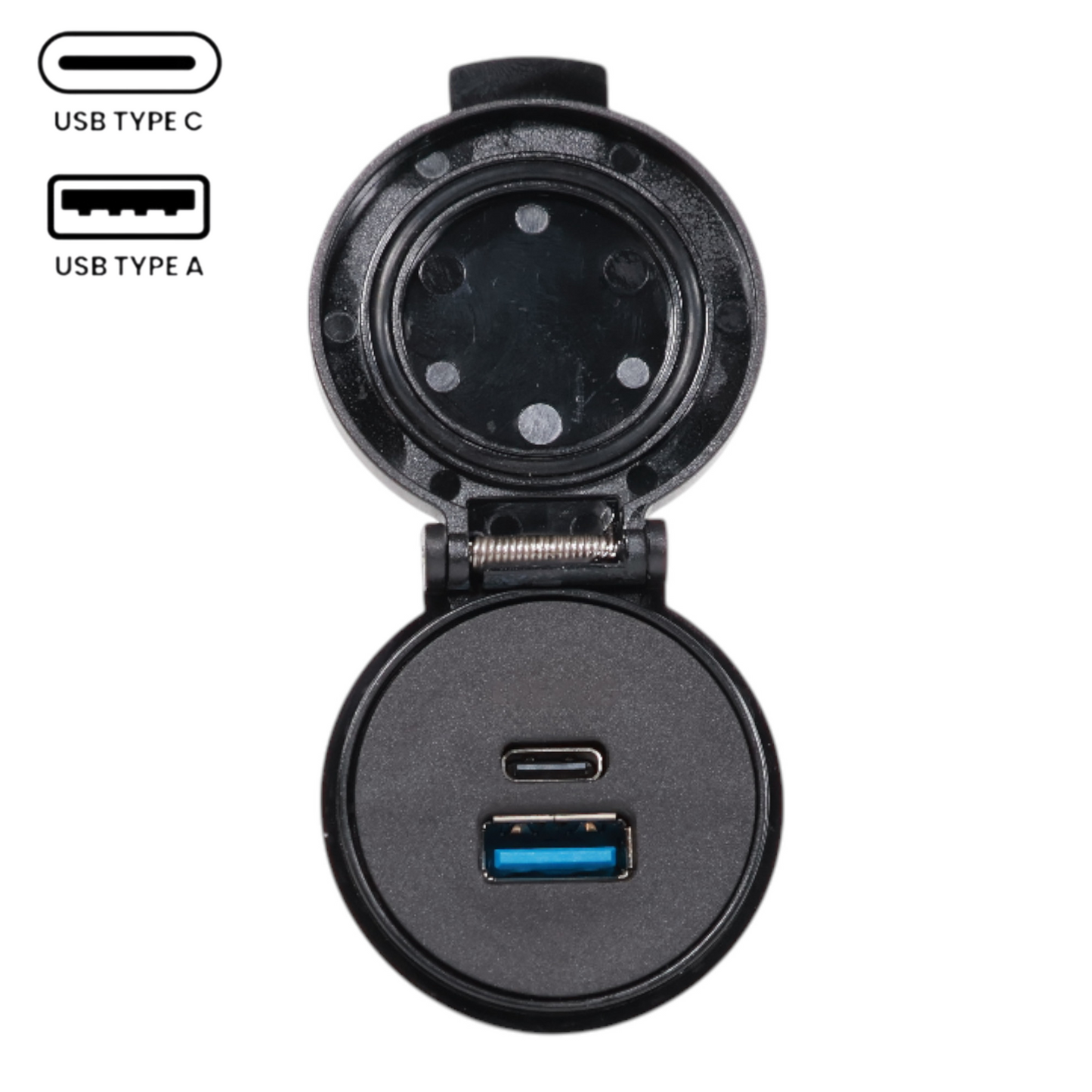 Spring USB-A + USBC Charger Socket 12-24v