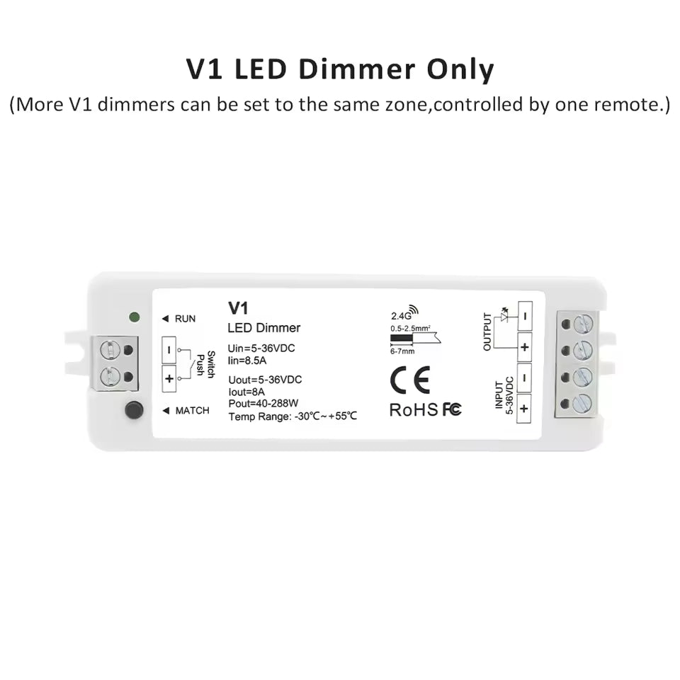 compact V1 brightness controller beside tools