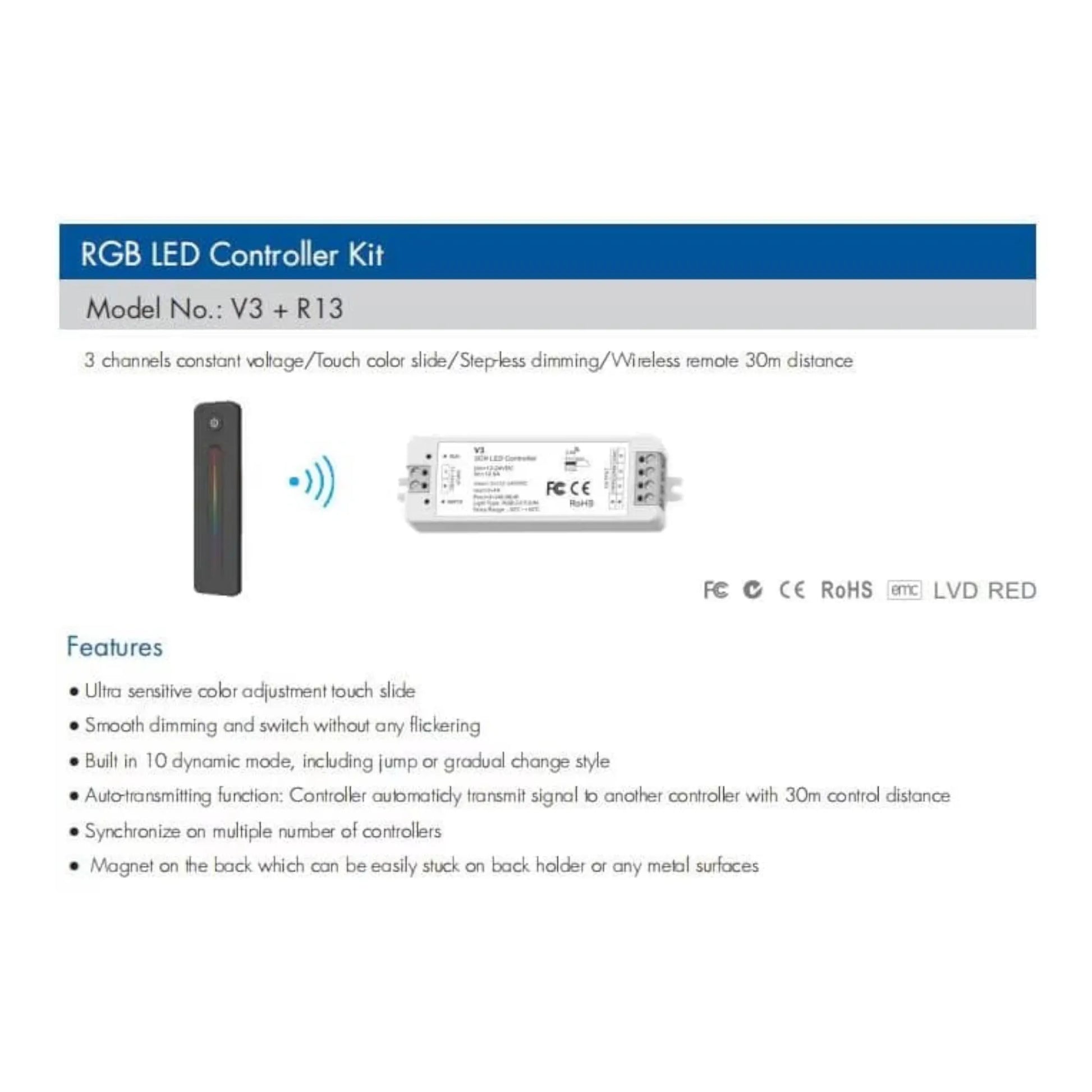 V3 controller wired to RGB+CCT LED strip