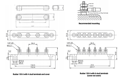 Busbar 150A 4P/Terminals & Cover