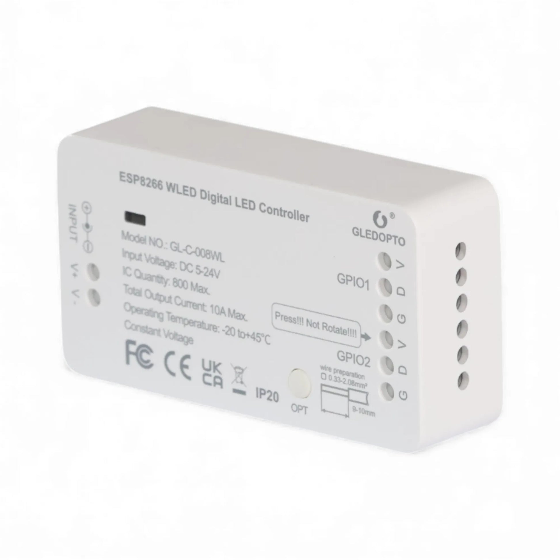 close-up of WLED LED controller with terminals