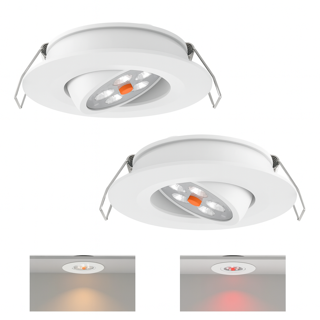 White Swivel Recessed Downlight Dimmable (2 Pack) – 12V Warm White Red