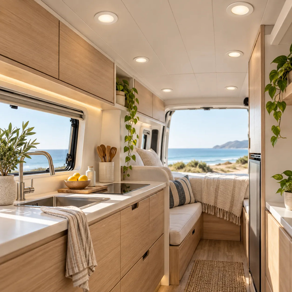 Treklo warm white downlight set for comfortable controllable lighting inside campervan interiors