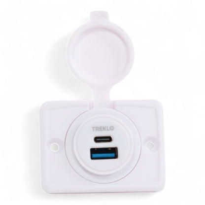 USB-A and Type C Charger Socket 12-24v White Flush Mount