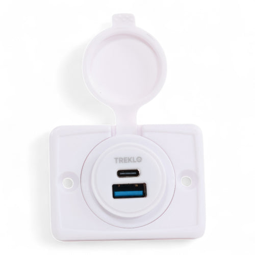 USB-A and Type C Charger Socket 12-24v White Flush Mount