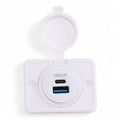 USB-A and Type C Charger Socket 12-24v White Flush Mount