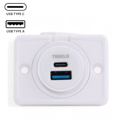 USB-A and Type C Charger Socket 12-24v White Flush Mount