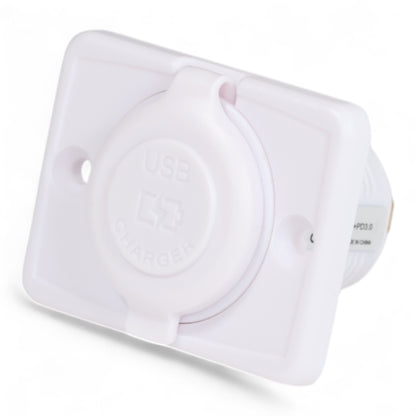 USB-A and Type C Charger Socket 12-24v White Flush Mount