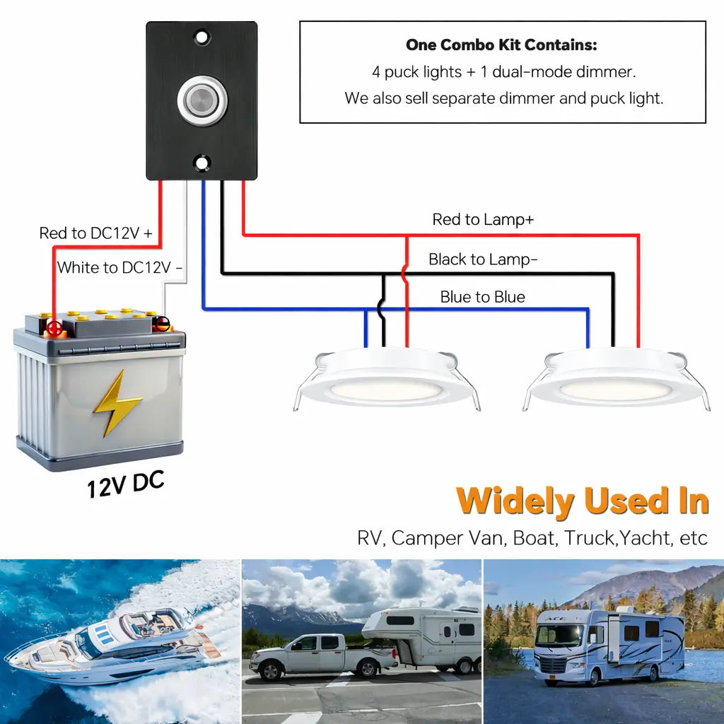White Downlight Dimmer & Switch Kit (4 Pack) Warm White