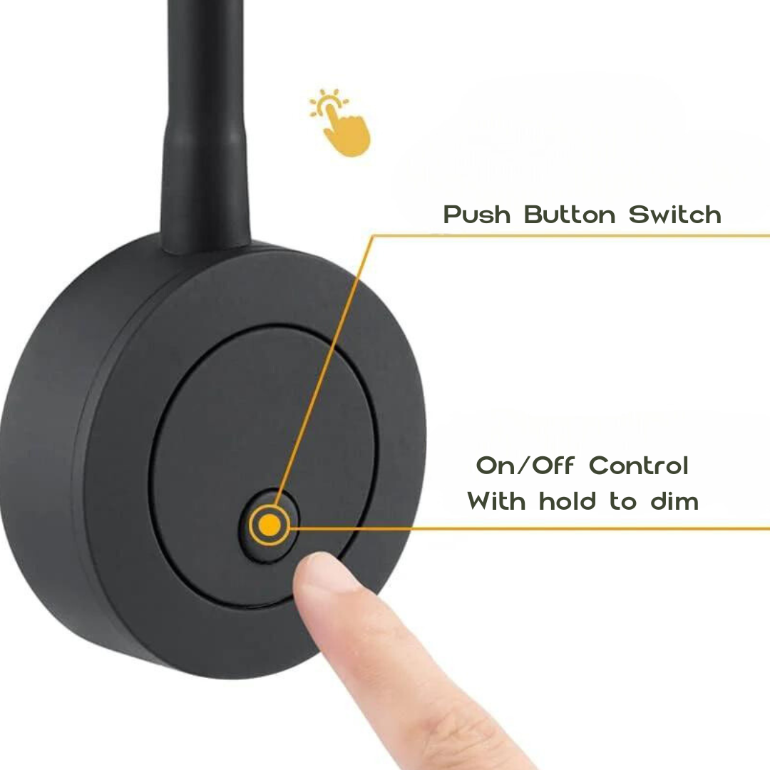 compact dimmable reading light mounted on wall plate