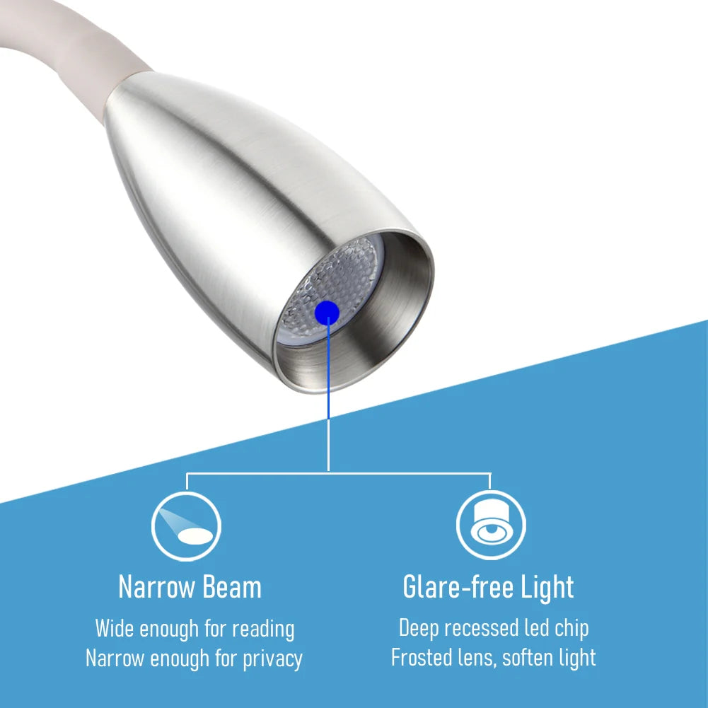 directional LED reading lamp nickel