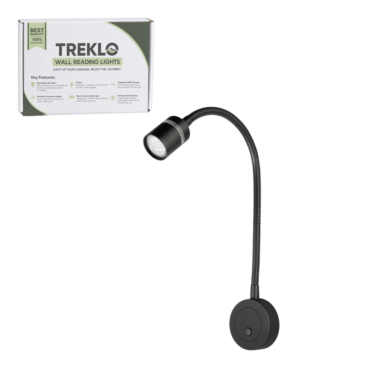 Adjustable wall reading light for focused caravan and campervan illumination