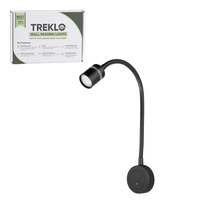 Adjustable wall reading light for focused caravan and campervan illumination
