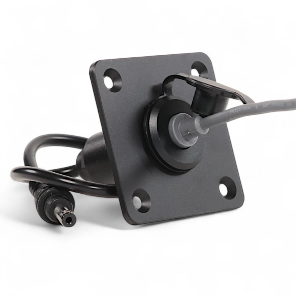 Aluminium Starlink Mini caravan waterproof wall socket with DC 5.5 x 2.1 passthrough connection