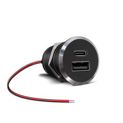 small aluminium recessed usb c and usb a charger socket
