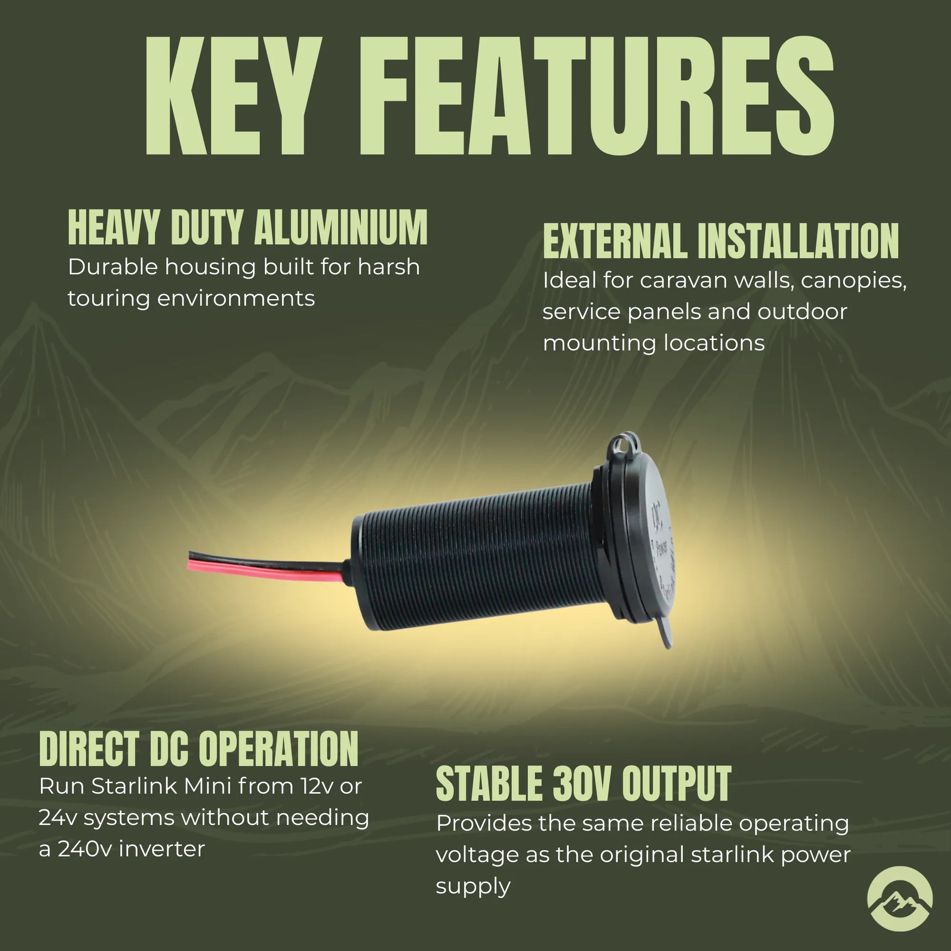 Waterproof Starlink Mini DC outlet for caravan and motorhome upgrades
