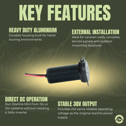 Waterproof Starlink Mini DC outlet for caravan and motorhome upgrades