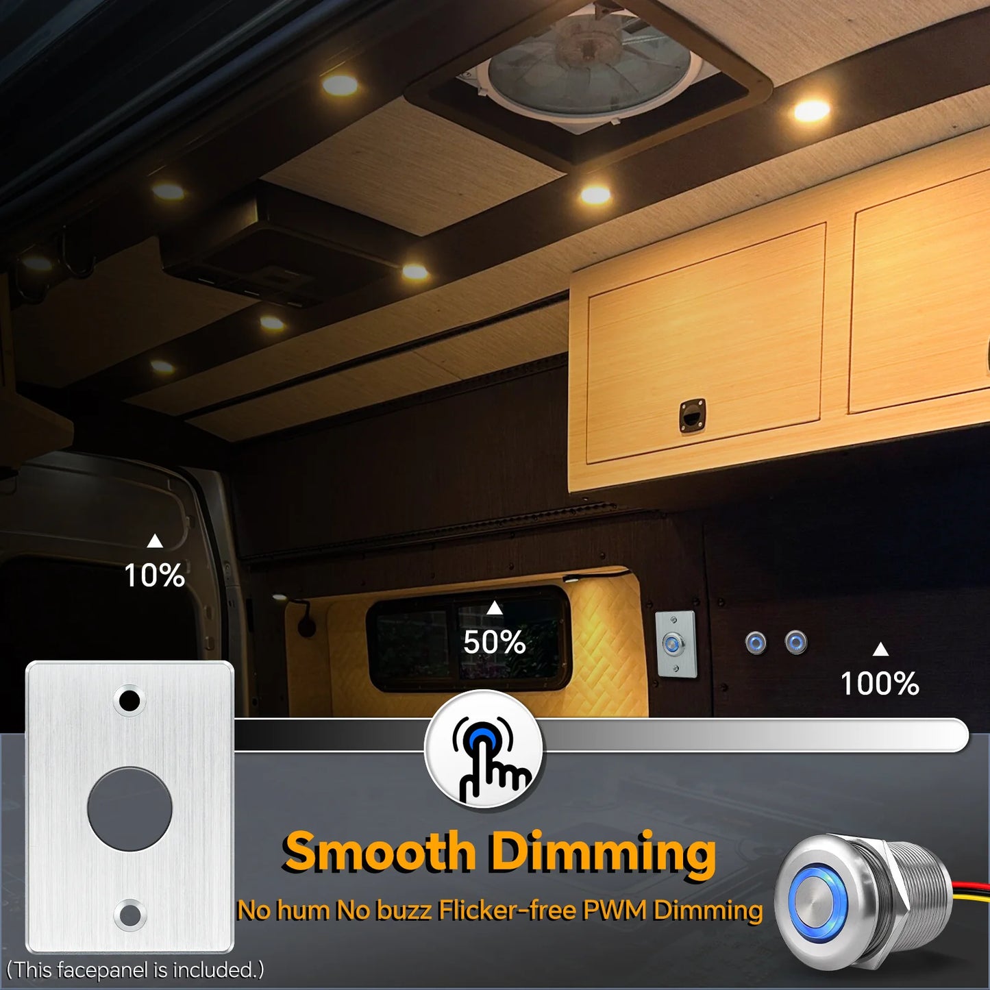 clean product view of silver dimmer switch