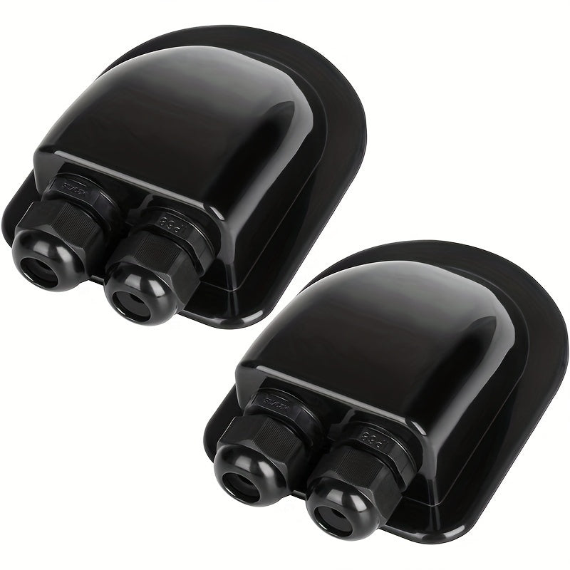 Black Solar Cable Inlet Gland - IP68 Waterproof, Dual Cable Entry