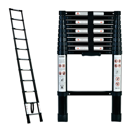 black 3.2m portable telescopic ladder with carry bag for caravans
