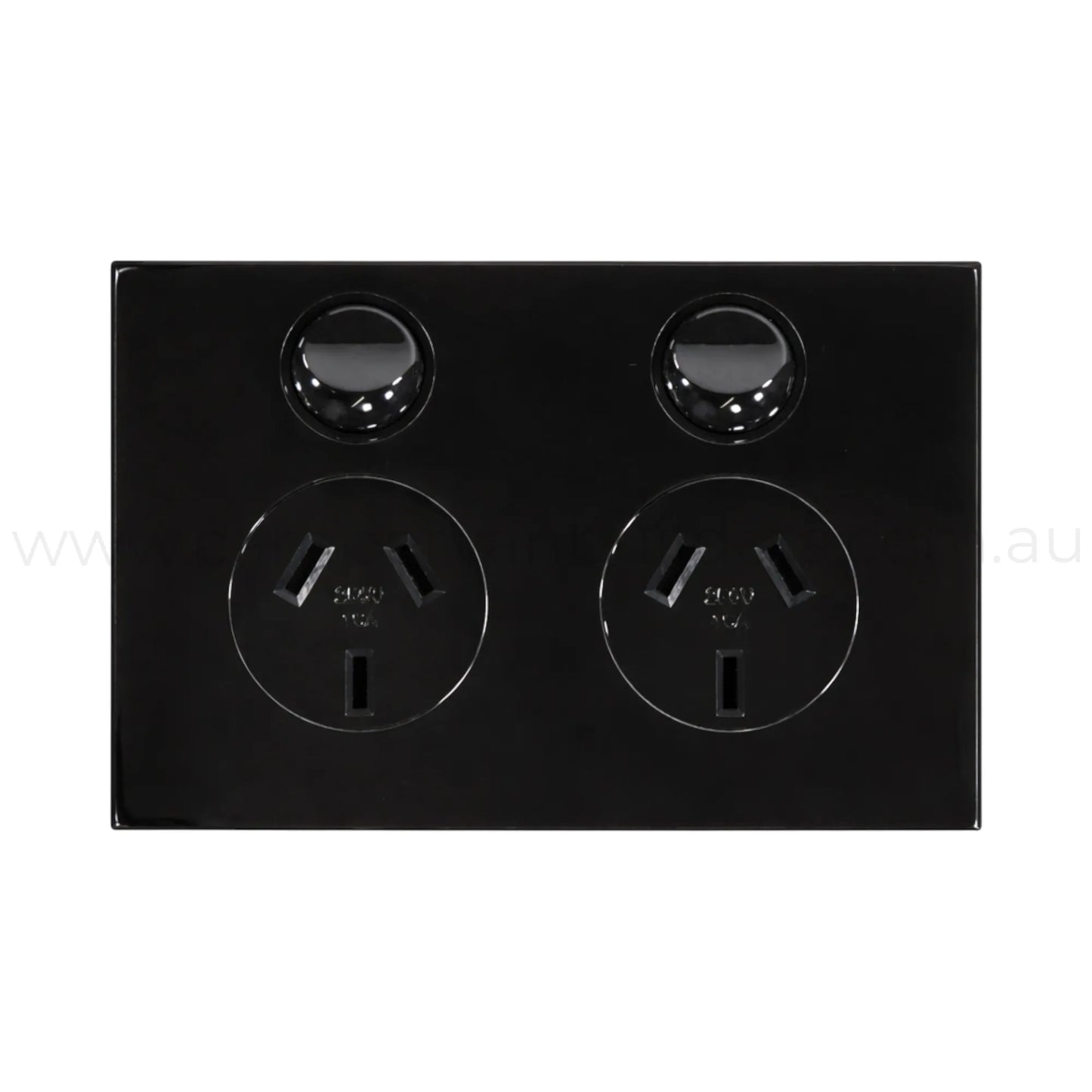black dual gpo plug and play outlet for campervan 240v power setups