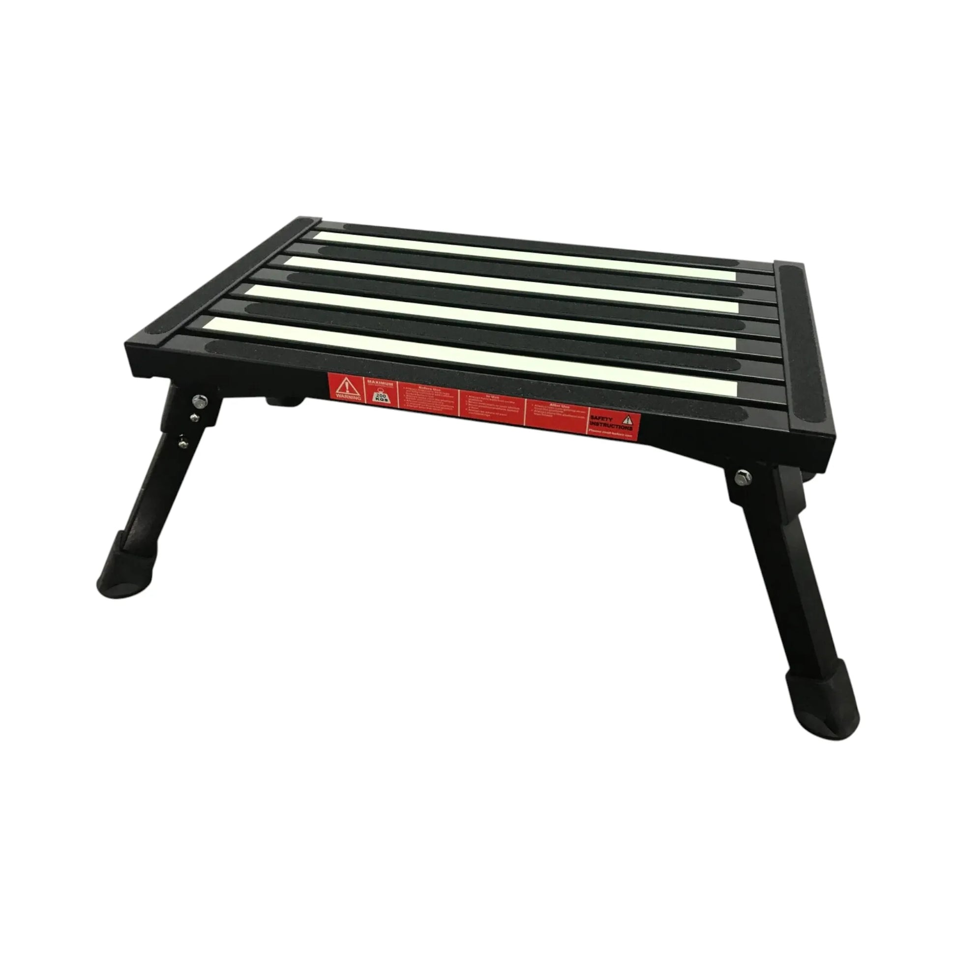 rv black illuminous folding step for safe access and portability