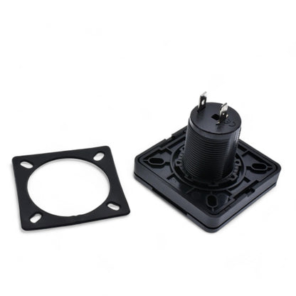 black 12v power socket for outdoor rated installs