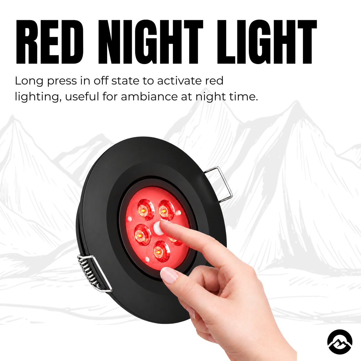 Black 12v dual mode campervan recessed lights for beds, lounges, and interior spaces