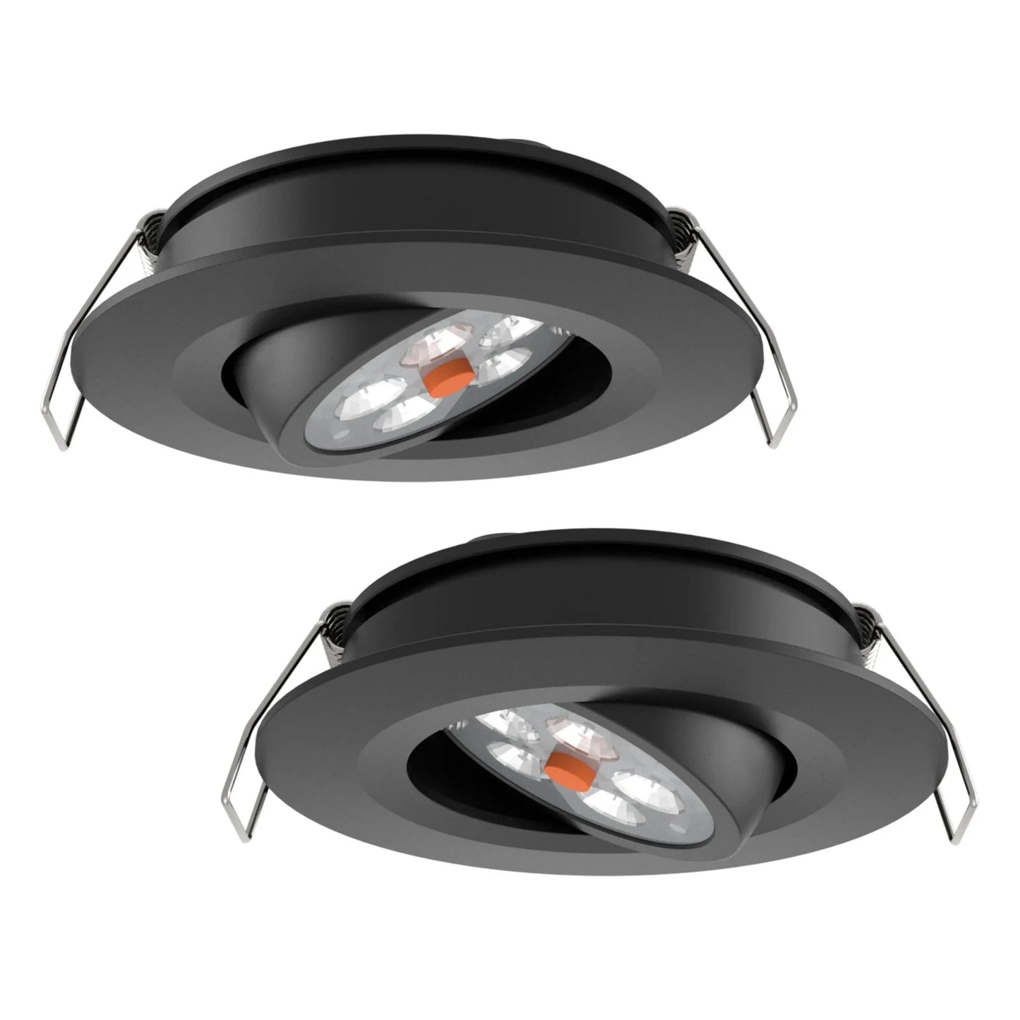 black recessed LED downlights shown as a pair