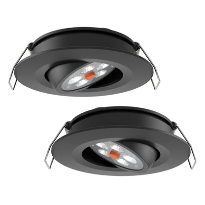 black recessed LED downlights shown as a pair