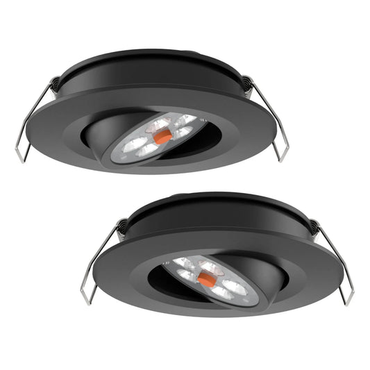 black recessed LED downlights shown as a pair