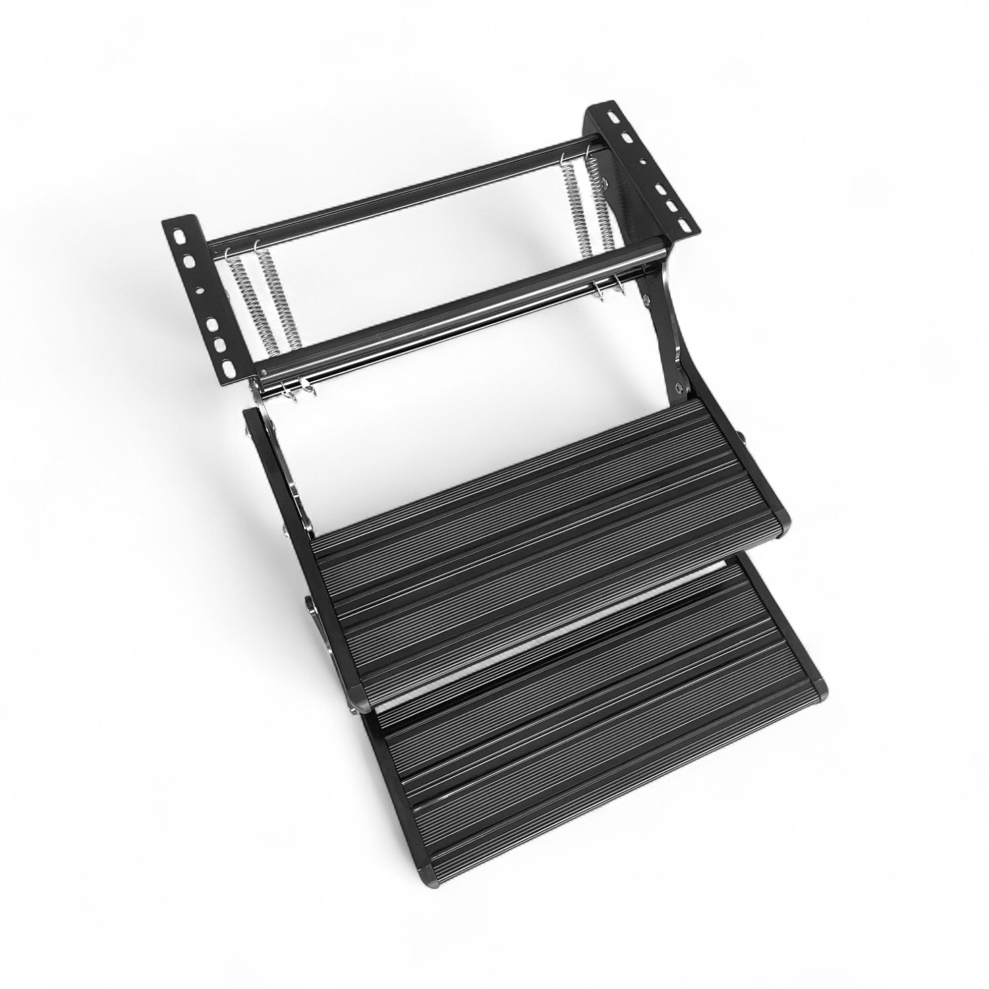 Black Double Manual LED Caravan Step | 12 V Bolt-On Dual RV Step ...