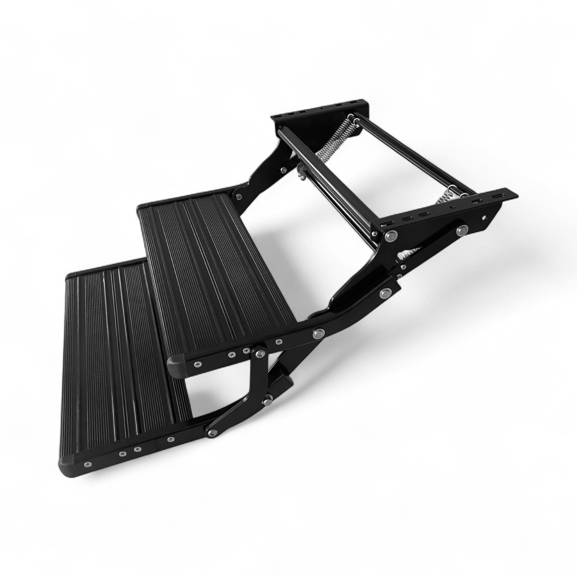 Black Double Manual LED Caravan Step | 12 V Bolt-On Dual RV Step ...