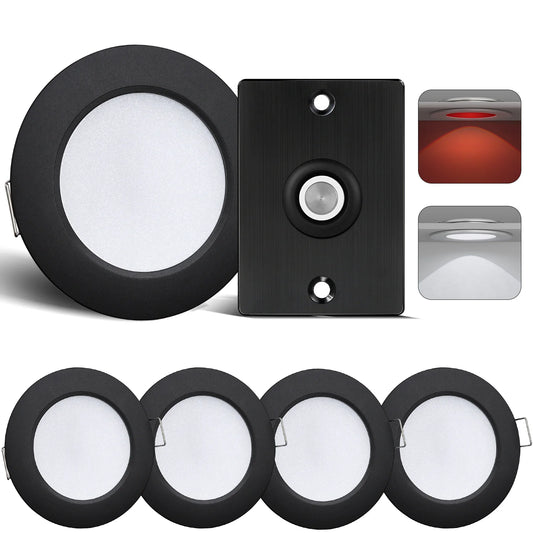 black cool white downlight kit shown as four-piece set