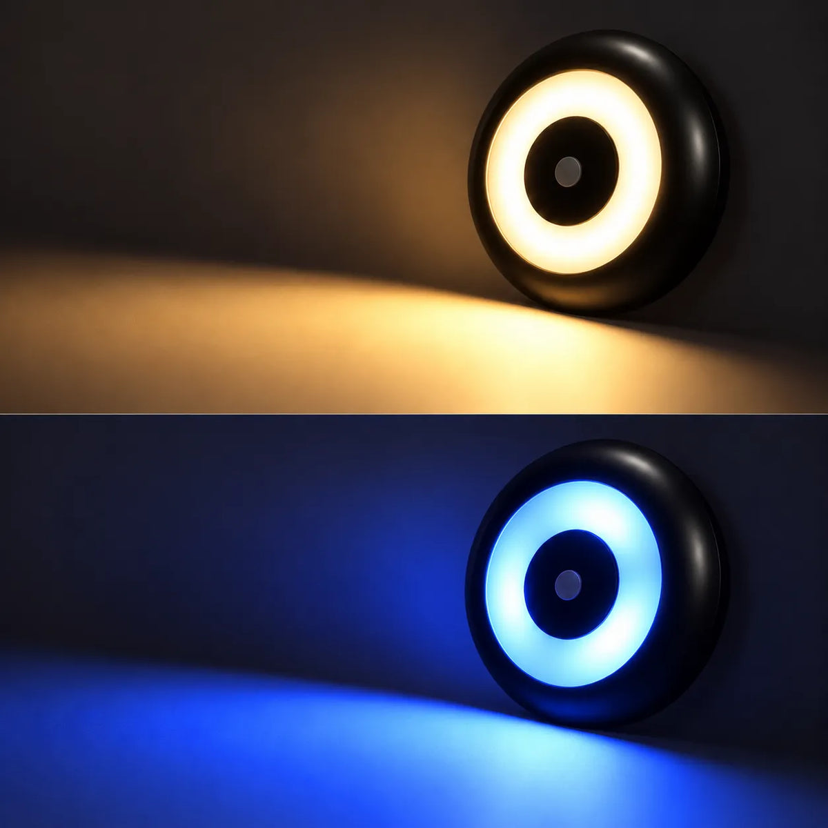 Black Treklo LED dome lamps with dimming and blue nightlight for motorhome living spaces