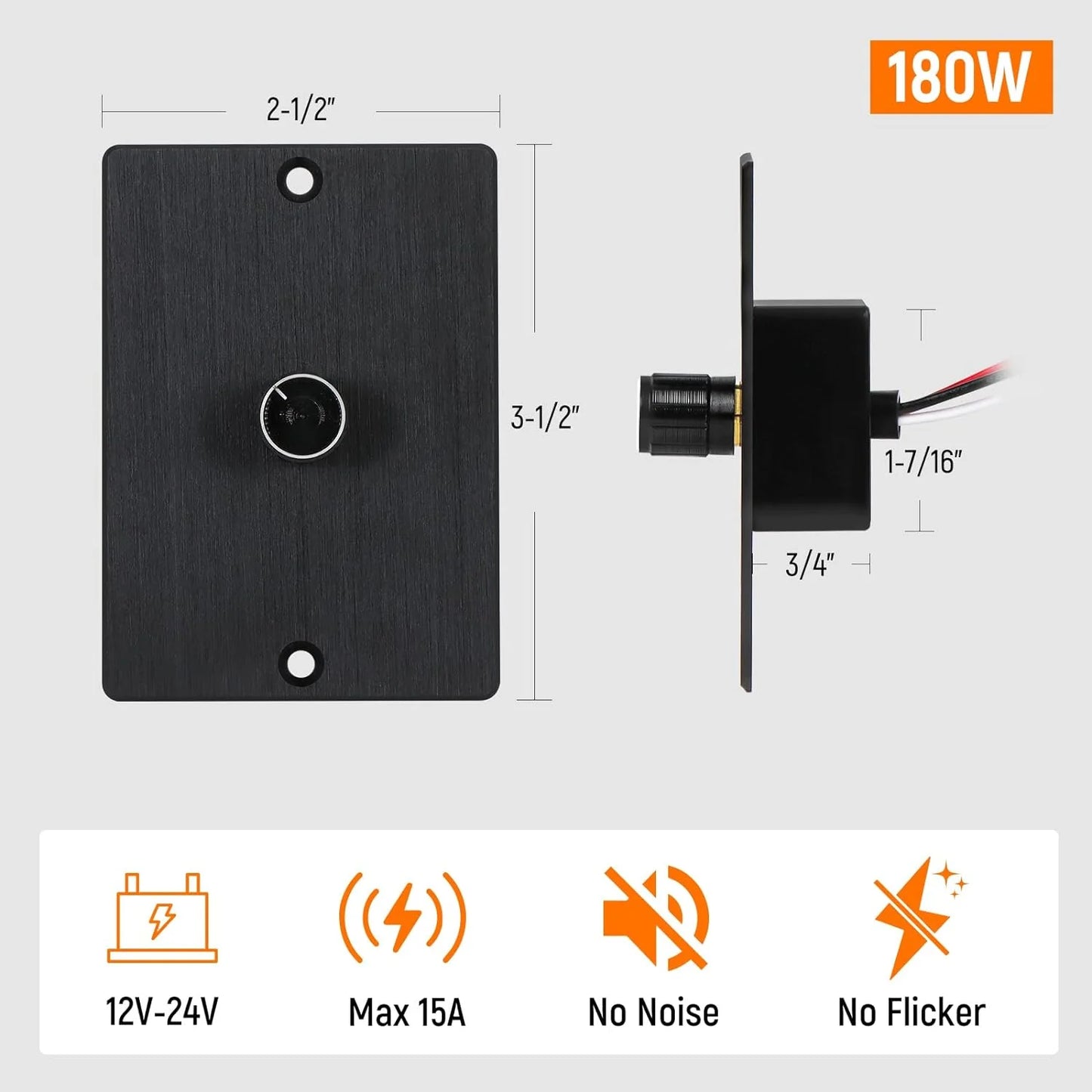 compact pwm dimmer switch in black finish