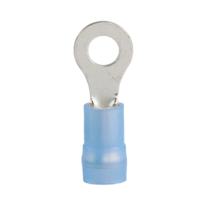 Blue nylon insulated ring terminal M4 (100 pack) for caravan, rv, and campervan 12v wiring connections