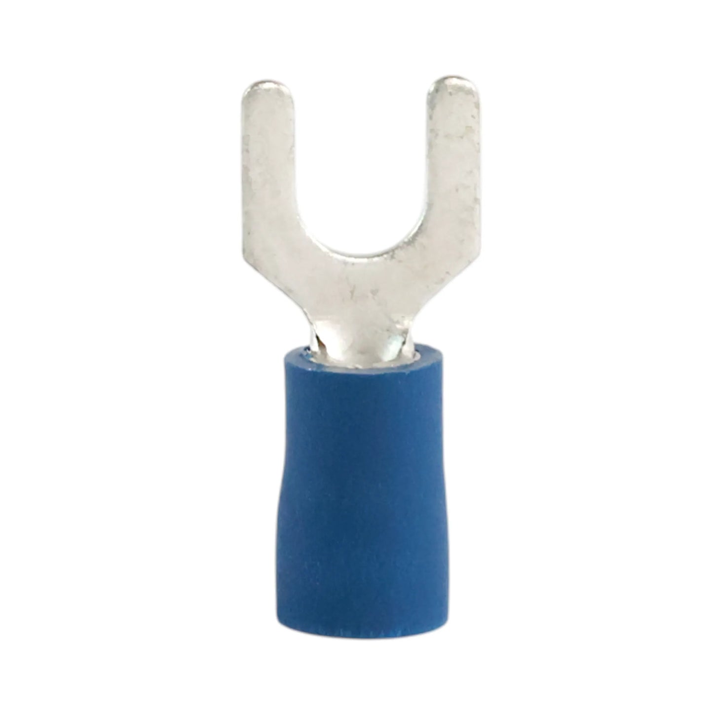 Blue vinyl fork terminal M5 (100 pack) for caravan, rv, and campervan 12v wiring connections