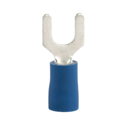 Blue vinyl fork terminal M5 (100 pack) for caravan, rv, and campervan 12v wiring connections