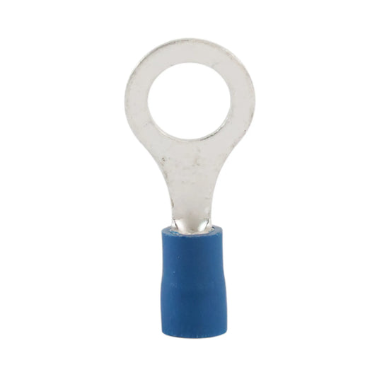 Blue vinyl insulated ring terminal M8 (100 pack) for caravan, rv, and campervan 12v wiring connections